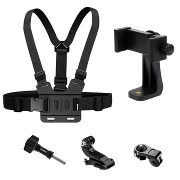 🎥 Kit Completo de Acessórios para Câmera de Ação – Suporte de Cabeça, Peito e Montagens Ajustáveis (Compatível com GoPro, Insta360, Osmo, SJCAM, AKASO e Smartphones)