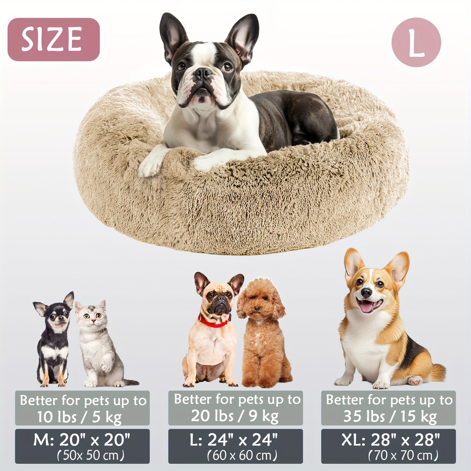 Soft Plush Round Pet Bed – Cama Macia e Aconchegante para Cães e Gatos | Ideal para Outono e Inverno
