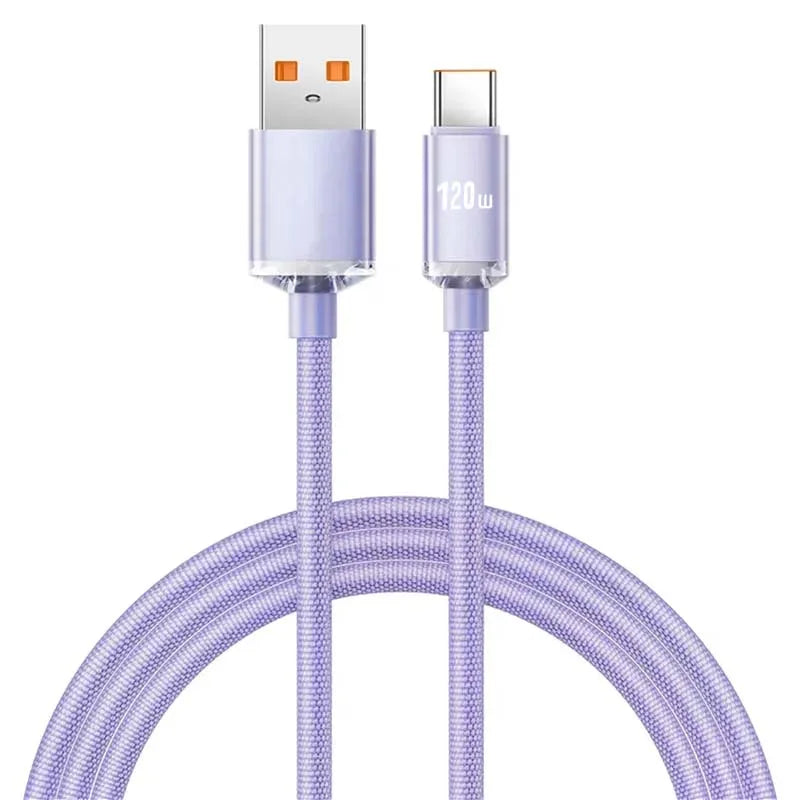 Cabo USB-C 120W / 6A – Super Fast Charging para Samsung, Realme, Xiaomi, Huawei