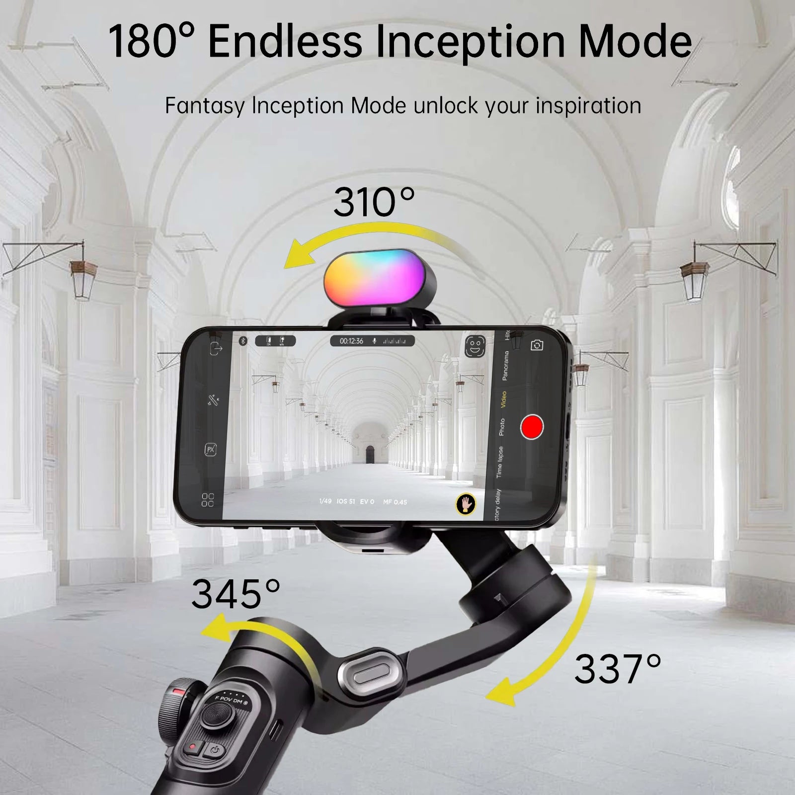 Smart XE Gimbal Estabilizador 3 Eixos 📱🎥 – Dobrável com Luz Magnética para Gravação de Vídeos Profissionais no iPhone e Android