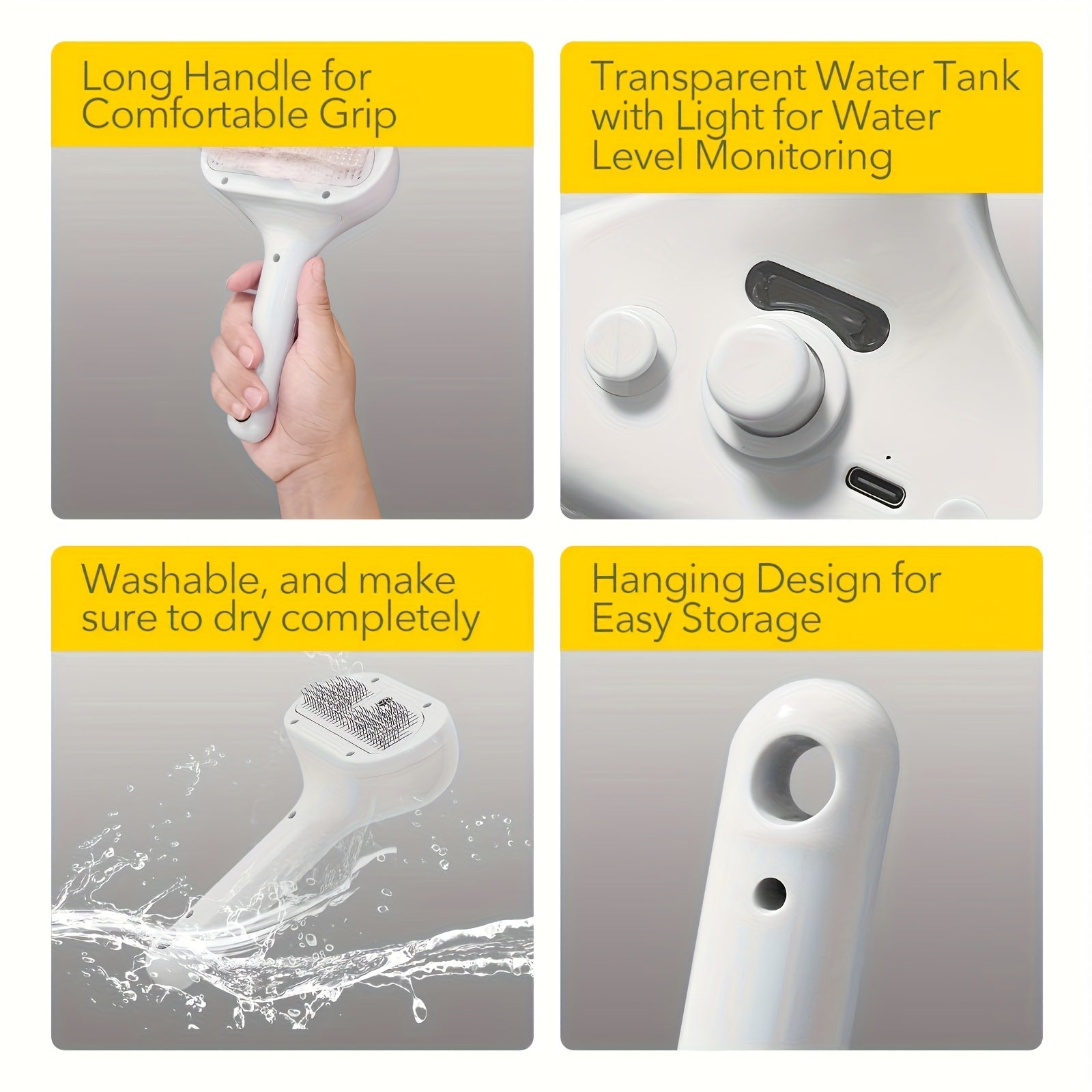 GRVTYXPS Escova a Vapor para Pets 3 em 1 – Spray & Steam | Grooming Sem Fio para Cães, Gatos e Coelhos