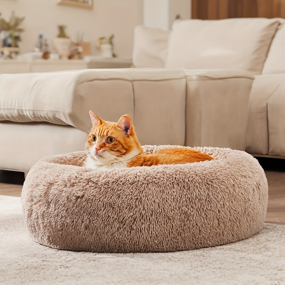 Soft Plush Round Pet Bed – Cama Macia e Aconchegante para Cães e Gatos | Ideal para Outono e Inverno