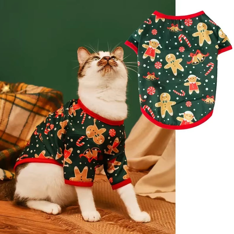 Camiseta Natalina para Pets – Roupinha Macia com Estampa de Boneco de Neve | Fantasia de Natal para Cães e Gatos Pequenos