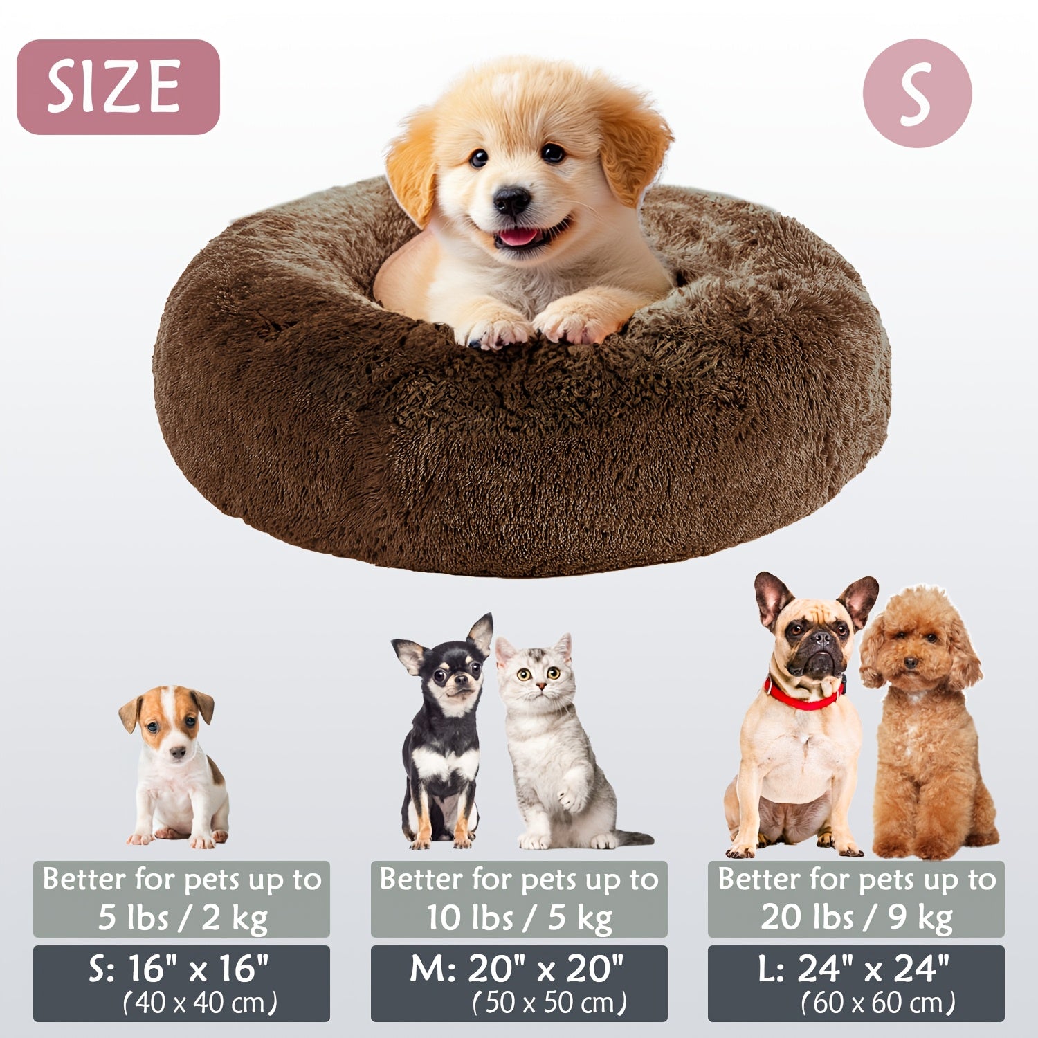 Soft Plush Round Pet Bed – Cama Macia e Aconchegante para Cães e Gatos | Ideal para Outono e Inverno
