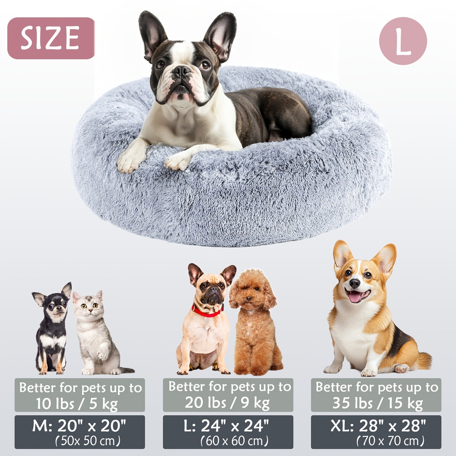 Soft Plush Round Pet Bed – Cama Macia e Aconchegante para Cães e Gatos | Ideal para Outono e Inverno