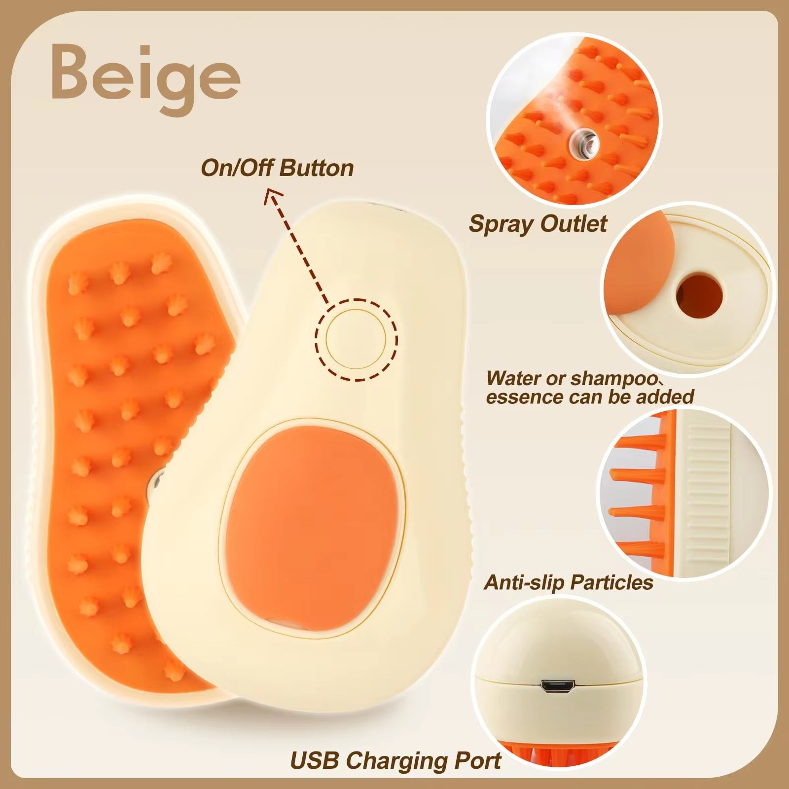 Escova 3 em 1 para Pets – Vapor + Pente Elétrico para Remoção de Pelos de Cães e Gatos | Escova Massageadora e Desembaraçadora