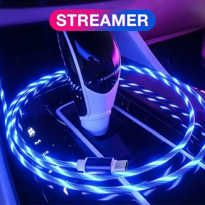 Cabo USB-C 3A com Luz LED – Carregamento Rápido e Transferência de Dados para Samsung, Huawei