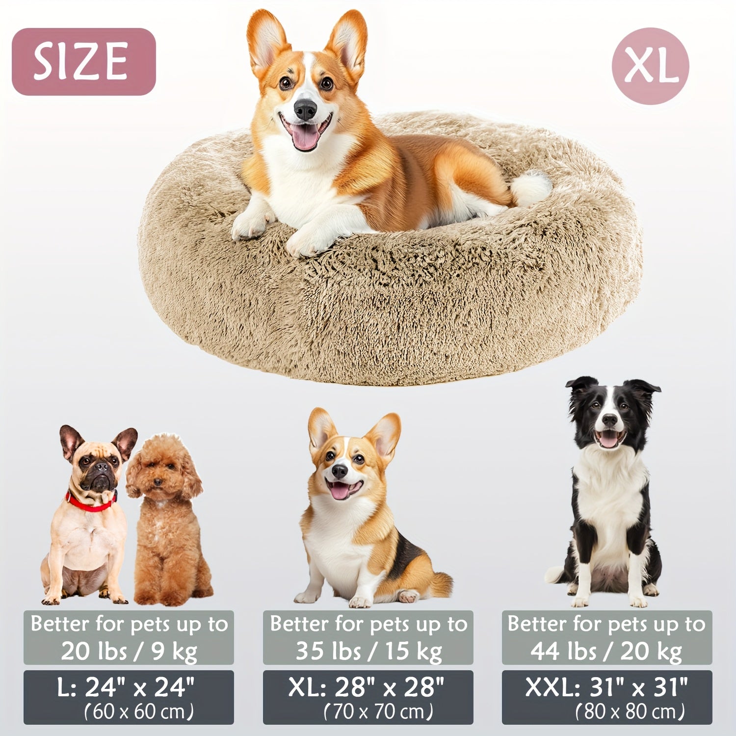 Soft Plush Round Pet Bed – Cama Macia e Aconchegante para Cães e Gatos | Ideal para Outono e Inverno