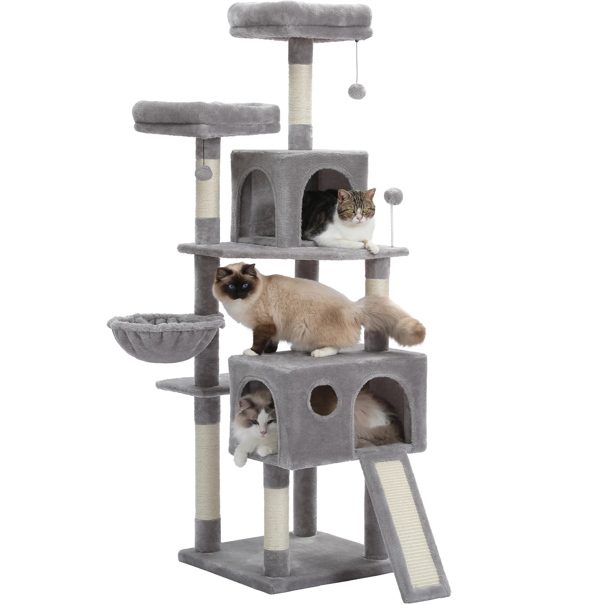 Arranhador e Árvore para Gatos com vários níveis, plataformas confortáveis e estrutura estável. Seu gato pode escalar, brincar e descansar com total conforto!