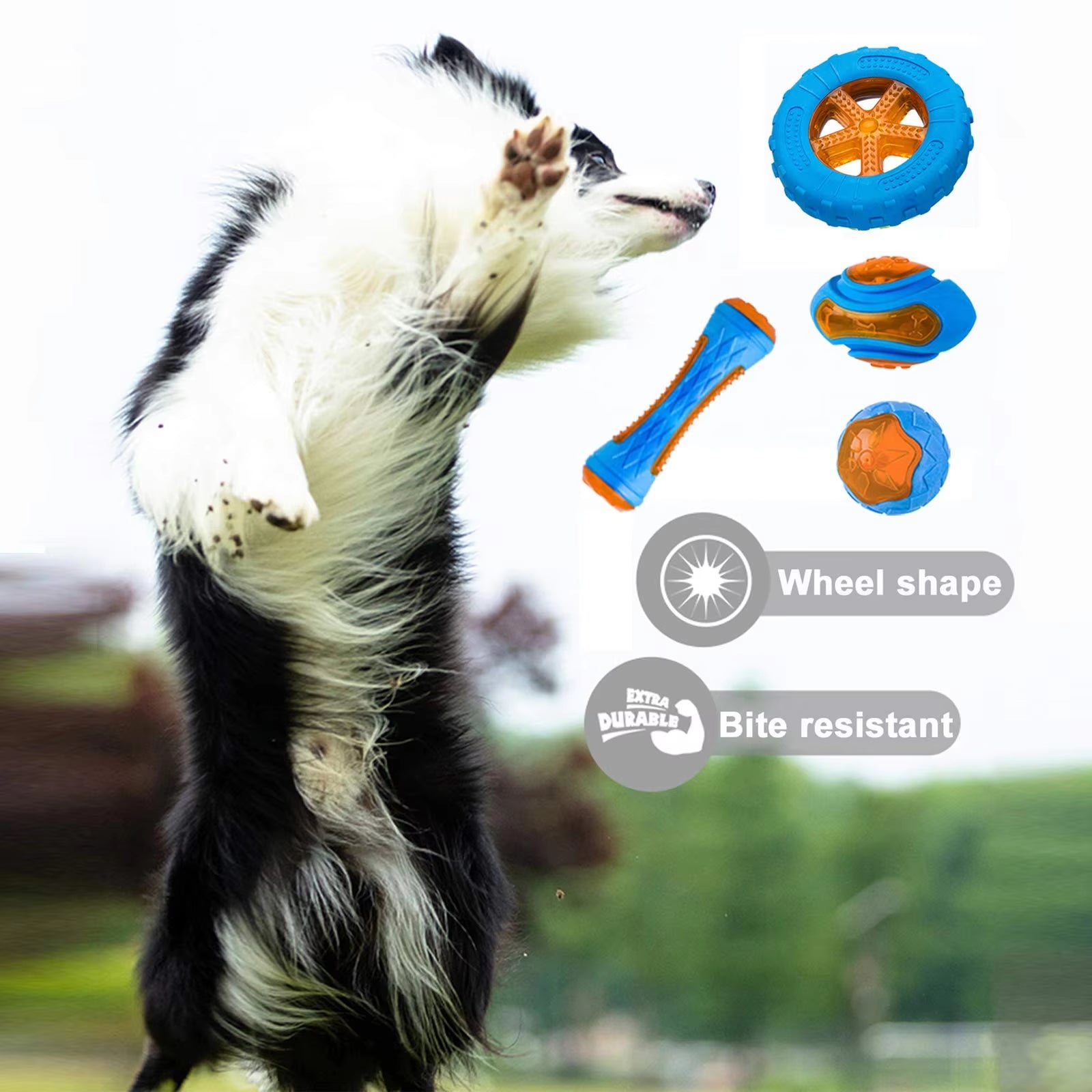 Brinquedo de Borracha para Cães – Anti Mordida & Barulho Divertido | Brinquedo Interativo para Treino e Limpeza dos Dentes de Cães Médios e Grandes