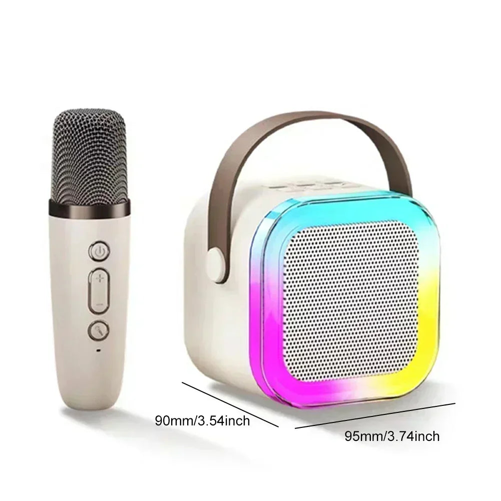 K12 Microfone Karaoke Bluetooth com RGB Luz – Duplo, 5W Subwoofer, Caixa de Som Portátil para Crianças e Festa em Família
