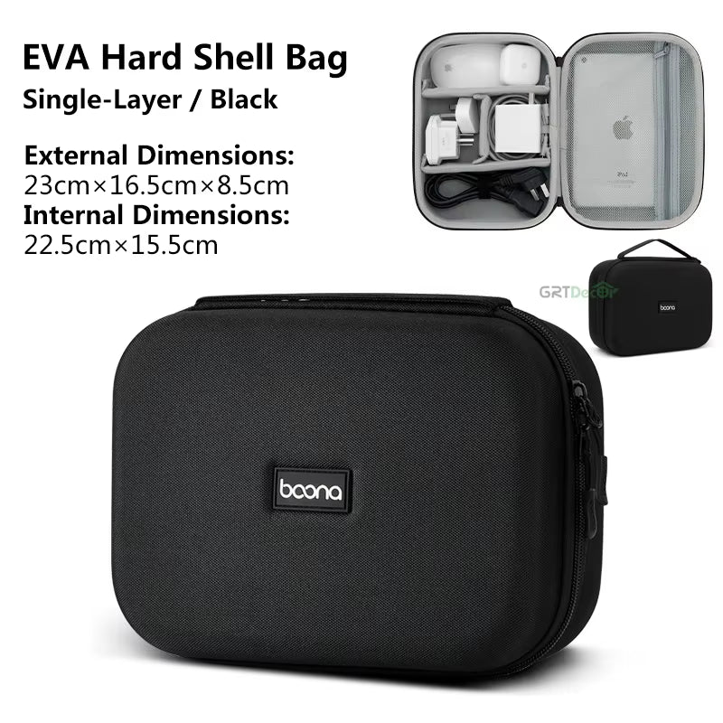 Bolsa de Armazenamento EVA Dupla – Organizador de Cabos, Fones, Carregadores e Acessórios Eletrônicos
