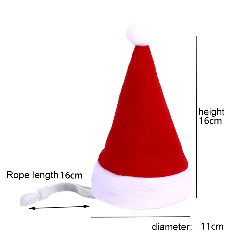 Fantasia de Natal para Pets – Chapéu de Papai Noel e Cachecol Vermelho Ajustável | Look Natalino Fofo para Cães e Gatos
