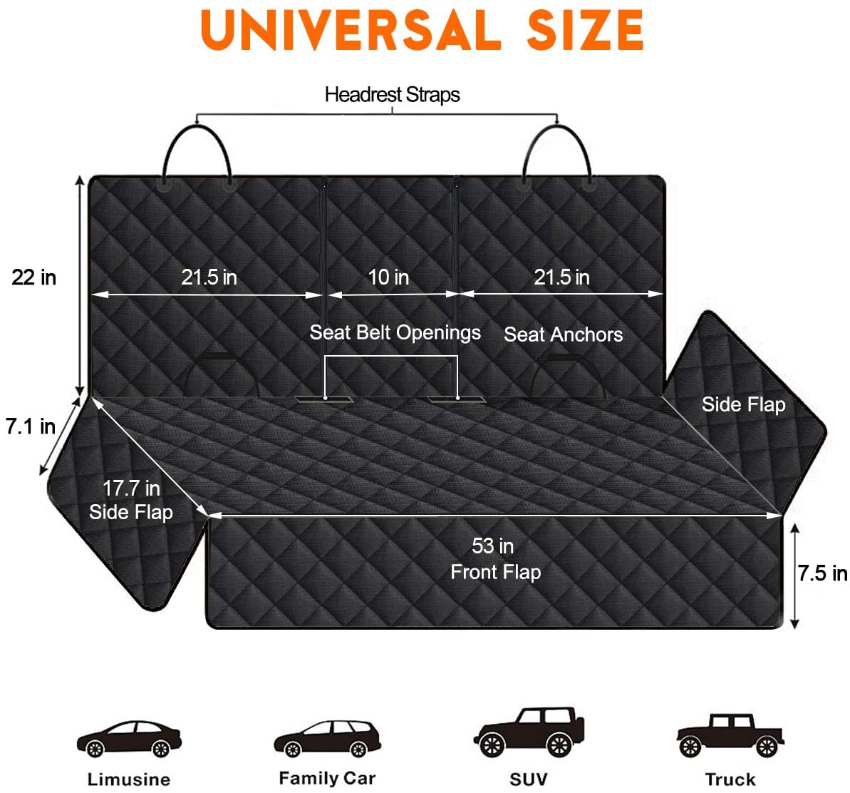 Capa Protetora Impermeável para Banco Traseiro de Carro – Assento Pet Antiderrapante com Apoio de Braço, Ideal para Cães em Carros, SUVs e Caminhonetes – Preto
