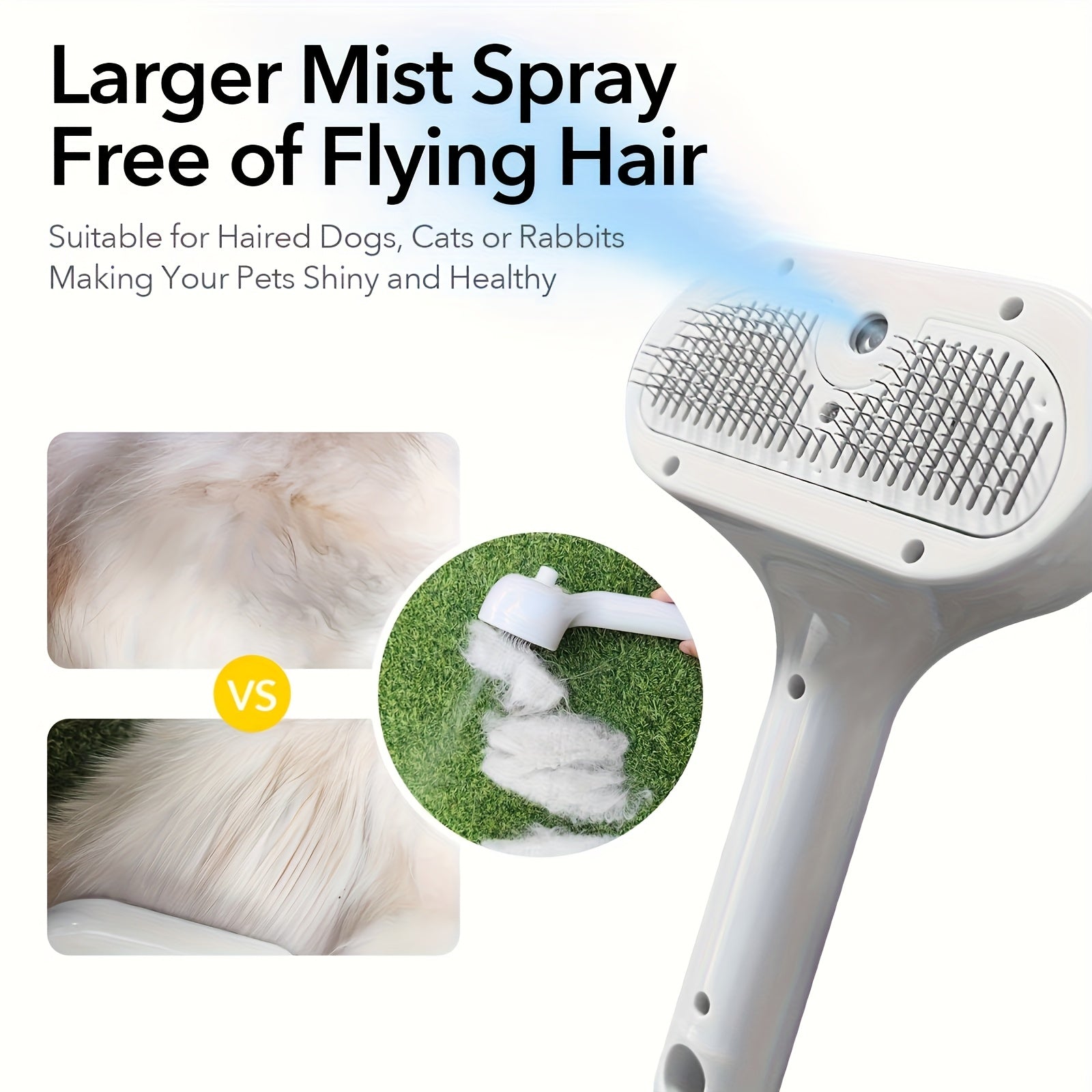 GRVTYXPS Escova a Vapor para Pets 3 em 1 – Spray & Steam | Grooming Sem Fio para Cães, Gatos e Coelhos