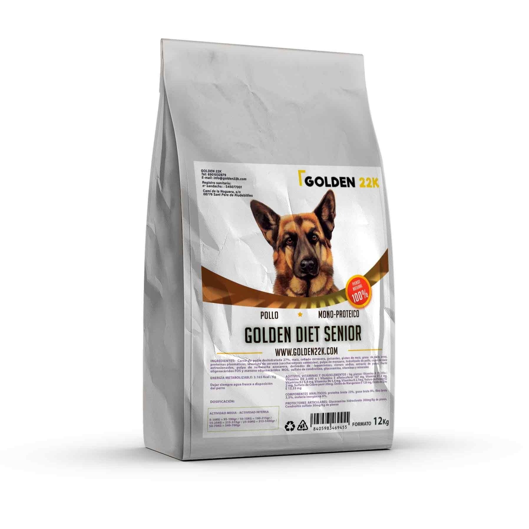 Golden 22K Golden Diet Senior – Ração Super Premium para Cães Idosos +7 Anos | Frango Monoproteico | Alta Digestibilidade