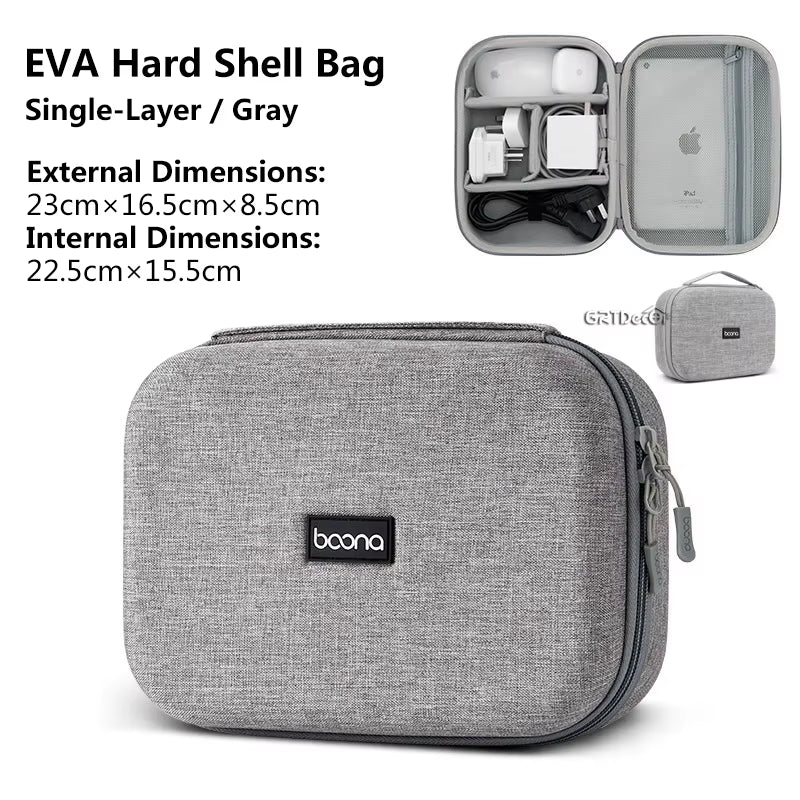 Bolsa de Armazenamento EVA Dupla – Organizador de Cabos, Fones, Carregadores e Acessórios Eletrônicos