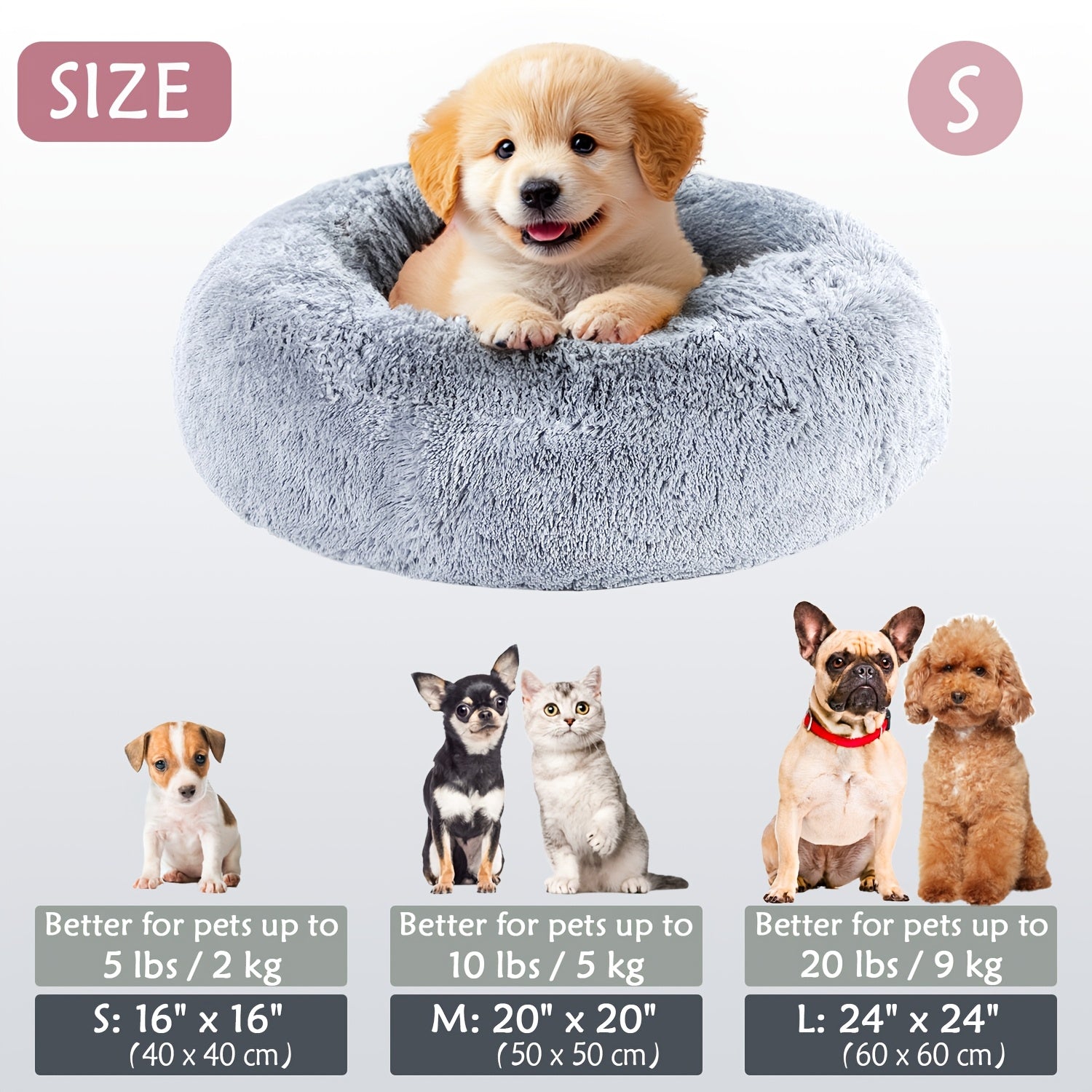 Soft Plush Round Pet Bed – Cama Macia e Aconchegante para Cães e Gatos | Ideal para Outono e Inverno