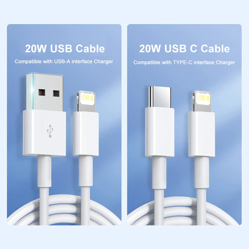 Cabo PD 20W Fast Charging USB-C para iPhone – 1M / 2M