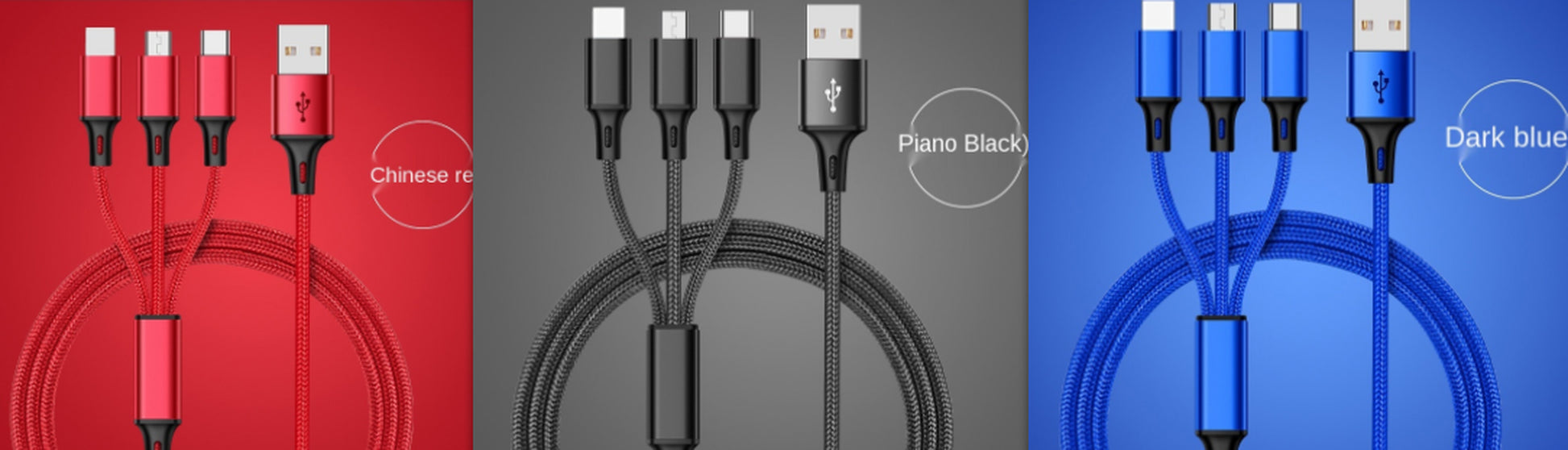Cabo 3 em 1 Trançado – Mini e Multiuso para Carregamento e Dados