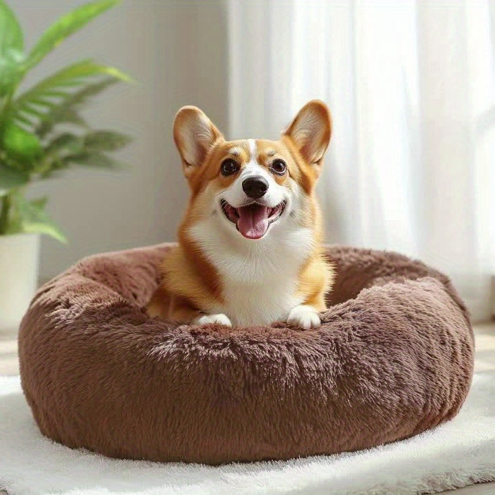 Soft Plush Round Pet Bed – Cama Macia e Aconchegante para Cães e Gatos | Ideal para Outono e Inverno