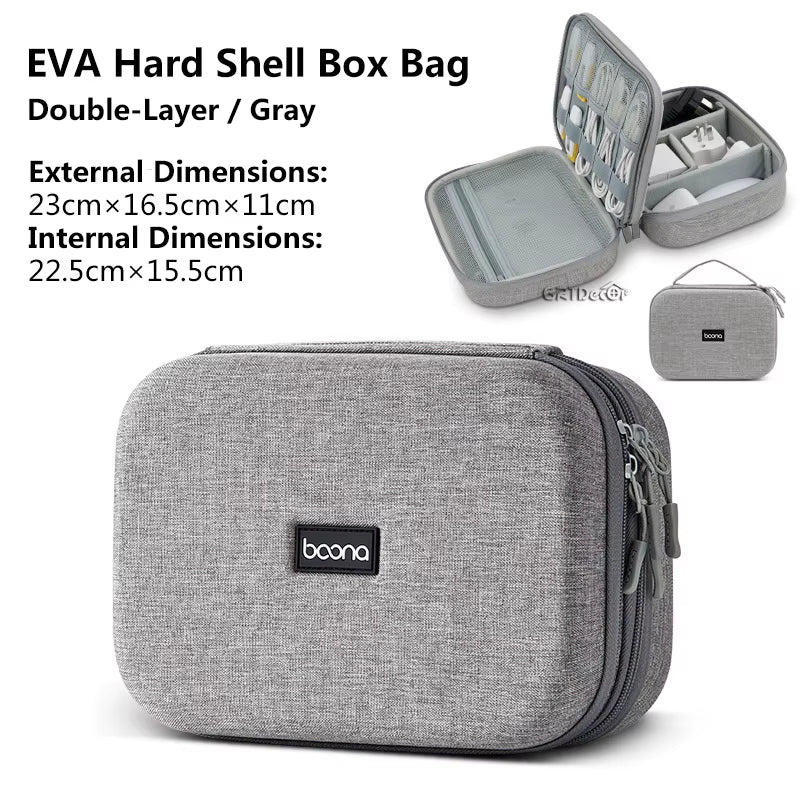 Bolsa de Armazenamento EVA Dupla – Organizador de Cabos, Fones, Carregadores e Acessórios Eletrônicos