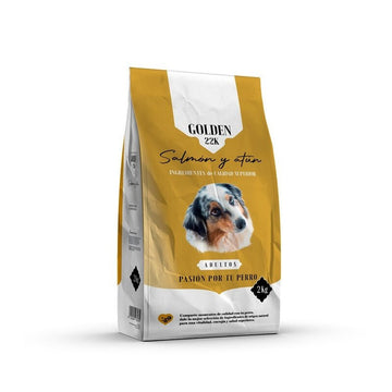 Golden 22K Adultos – Salmão & Atum | Controlo de Peso, Baixo em Gordura, Ração Super Premium | Rico em Ómega 3 e 6, Cuida da Pele, Pelagem e Articulações