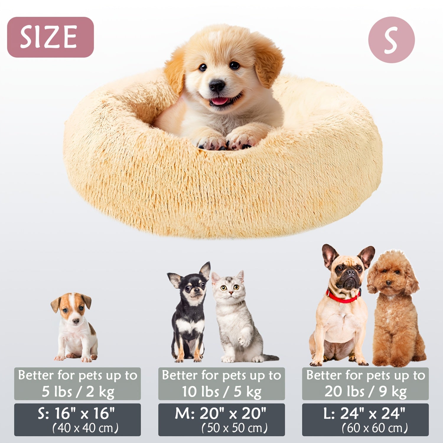 Soft Plush Round Pet Bed – Cama Macia e Aconchegante para Cães e Gatos | Ideal para Outono e Inverno