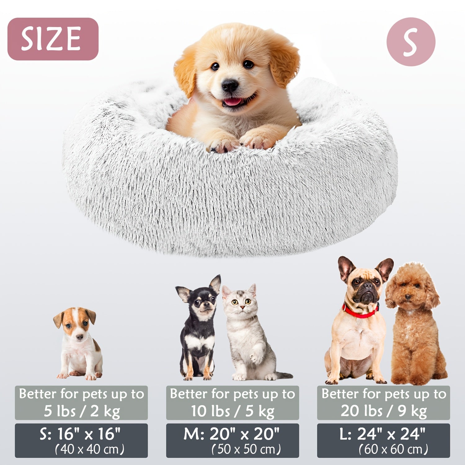 Soft Plush Round Pet Bed – Cama Macia e Aconchegante para Cães e Gatos | Ideal para Outono e Inverno