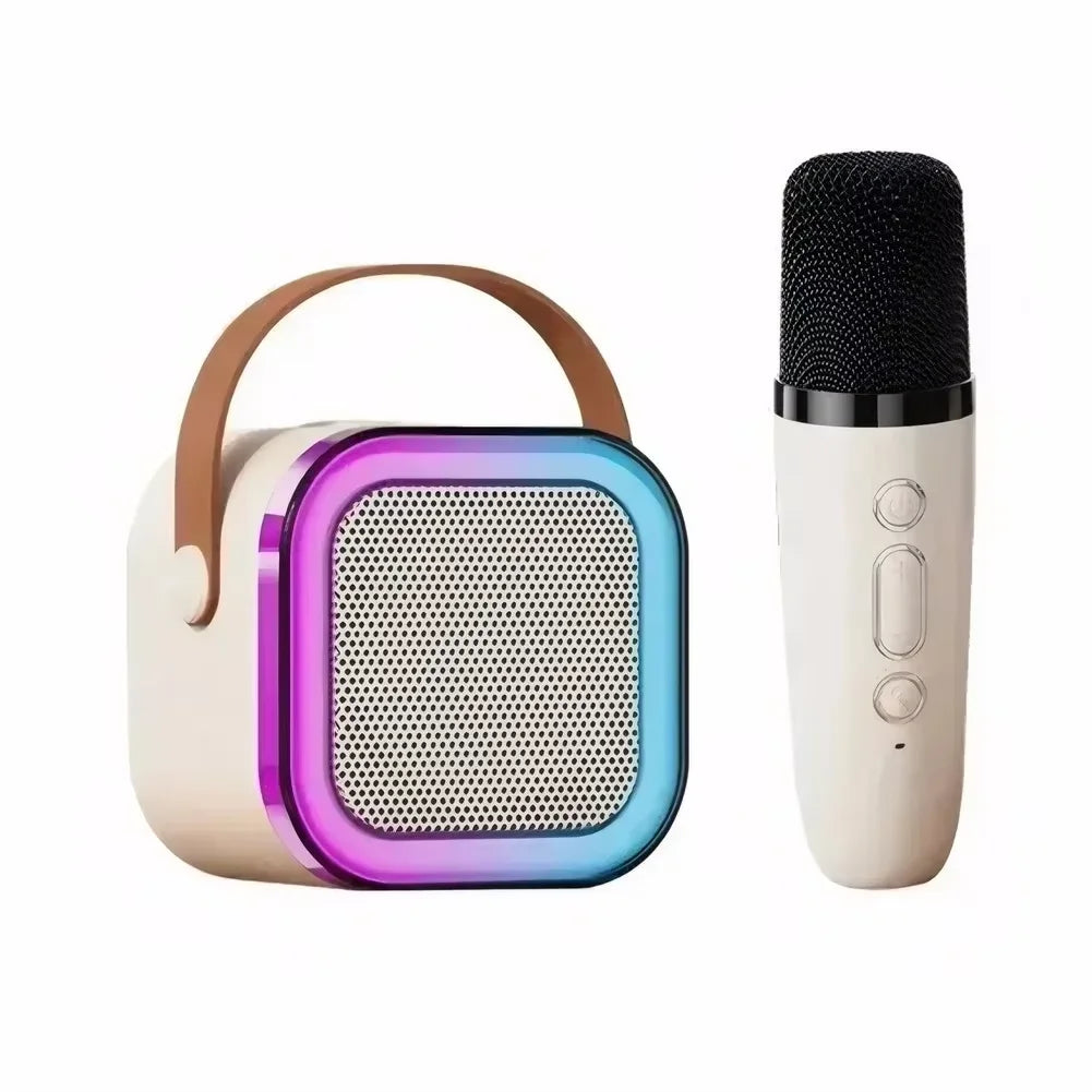 K12 Microfone Karaoke Bluetooth com RGB Luz – Duplo, 5W Subwoofer, Caixa de Som Portátil para Crianças e Festa em Família