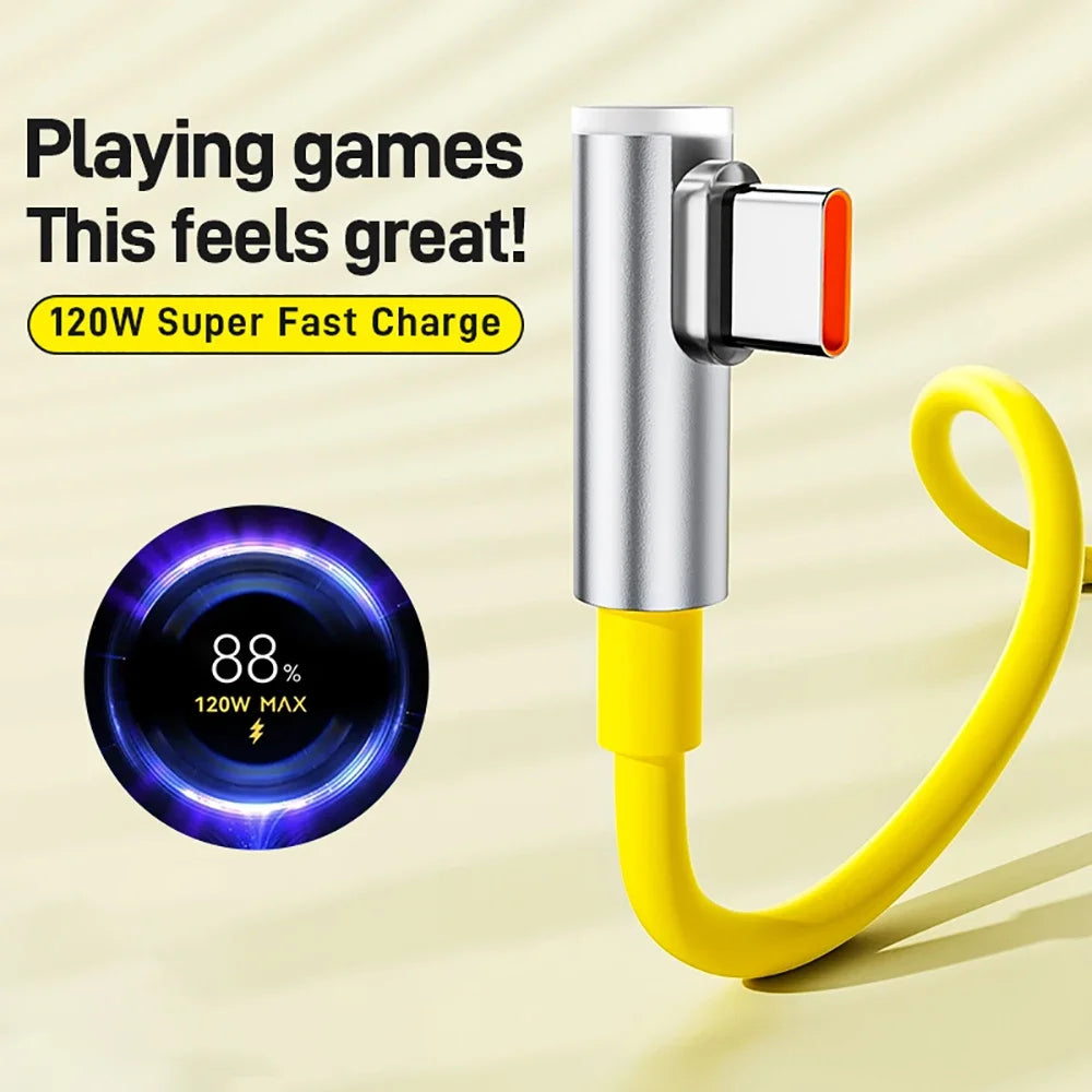 Cabo USB-C 120W / 6A 90° Super Fast Charging – Xiaomi 14 Ultra, Poco, Redmi