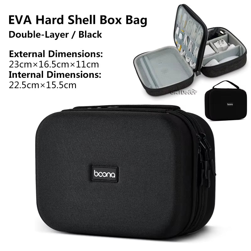 Bolsa de Armazenamento EVA Dupla – Organizador de Cabos, Fones, Carregadores e Acessórios Eletrônicos