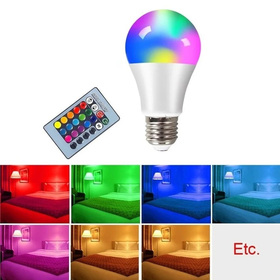💡 Lâmpada LED RGB E27 – Spotlight Inteligente AC 85-265V, 4W/10W/15W, Controle IR, RGBW para Decoração de Casa