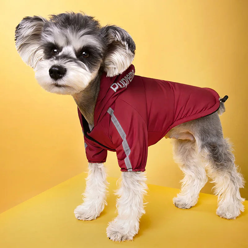 Casaco Impermeável Refletivo para Cães Pequenos e Médios – Jaqueta de Fleece Quentinha | Capa de Chuva para Filhotes e Chihuahua