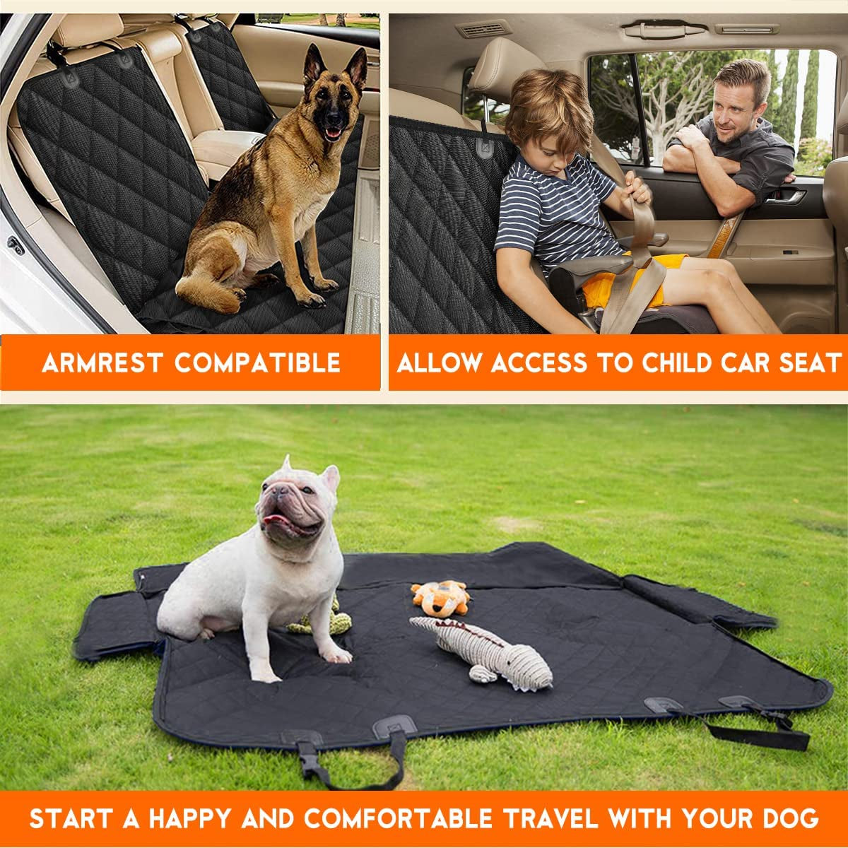 Capa Protetora Impermeável para Banco Traseiro de Carro – Assento Pet Antiderrapante com Apoio de Braço, Ideal para Cães em Carros, SUVs e Caminhonetes – Preto
