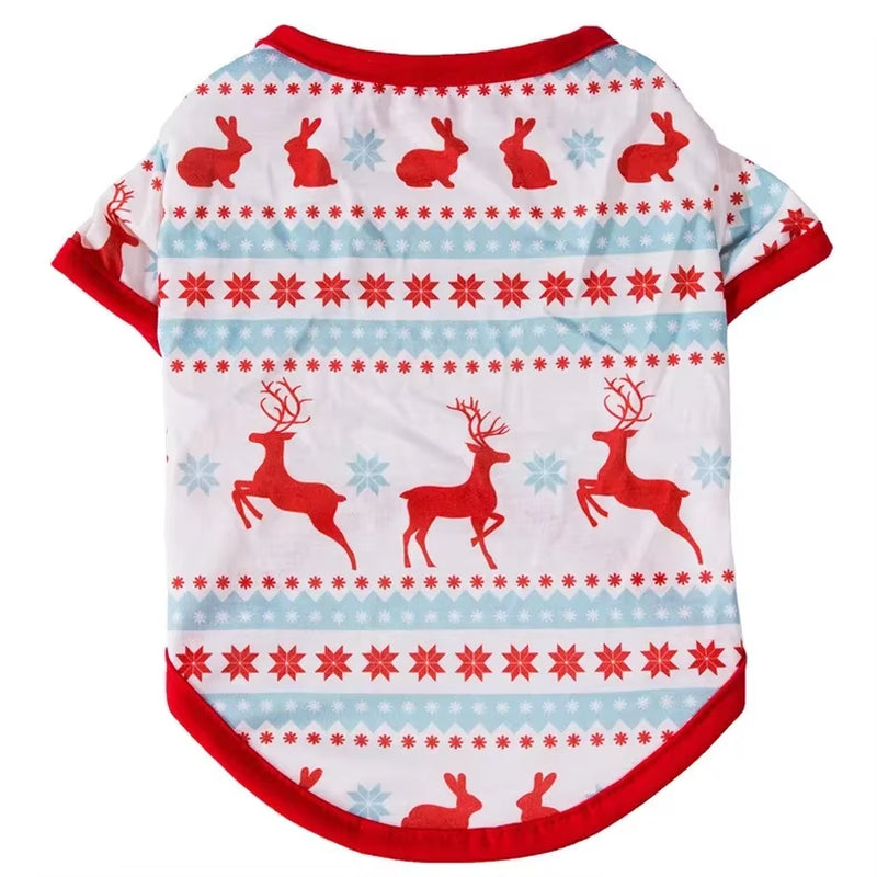 Camiseta Natalina para Pets – Roupinha Macia com Estampa de Boneco de Neve | Fantasia de Natal para Cães e Gatos Pequenos