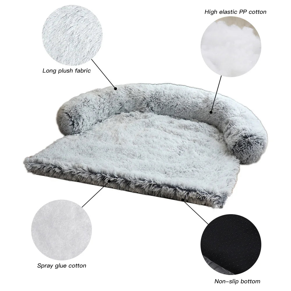 Cama Sofá Pet Grande com Cobertor Removível – Quentinha, Lavável e Calmante para Cães e Gatos 🐶🐱