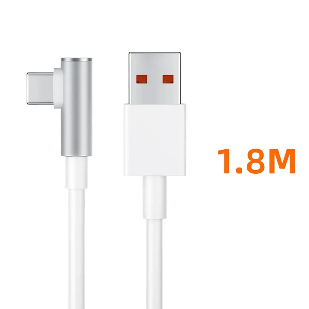 Cabo USB-C 120W / 6A 90° Super Fast Charging – Xiaomi 14 Ultra, Poco, Redmi