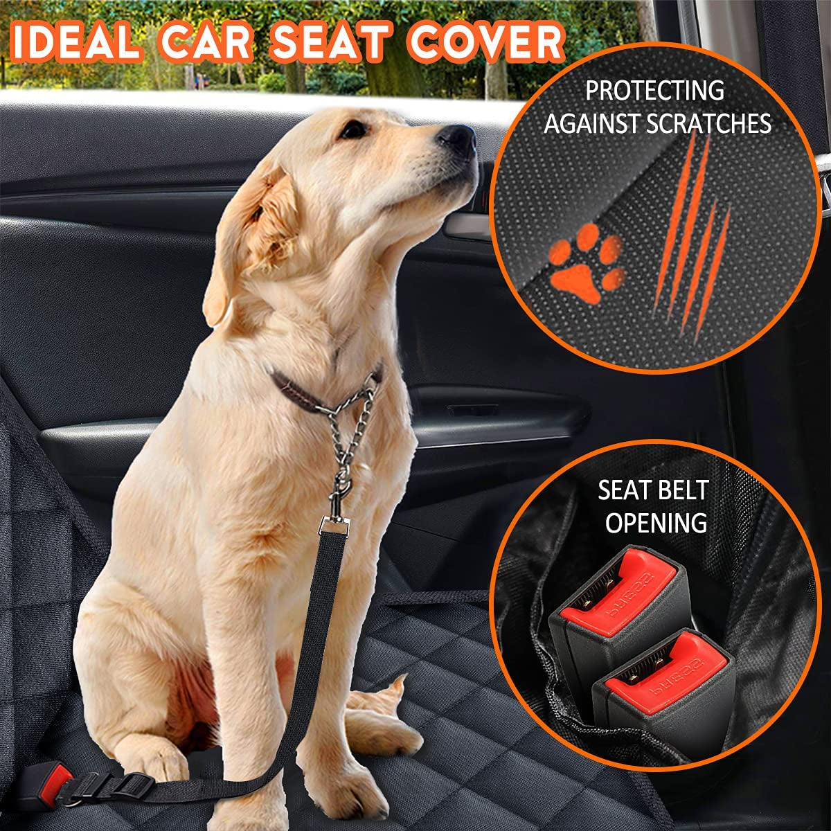Capa Protetora Impermeável para Banco Traseiro de Carro – Assento Pet Antiderrapante com Apoio de Braço, Ideal para Cães em Carros, SUVs e Caminhonetes – Preto