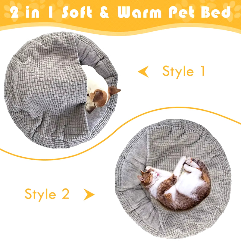 🛌 Cama Túnel/Donut para Cães e Gatos – Fluffy, Macia, Calmante e Lavável 🐶🐱
