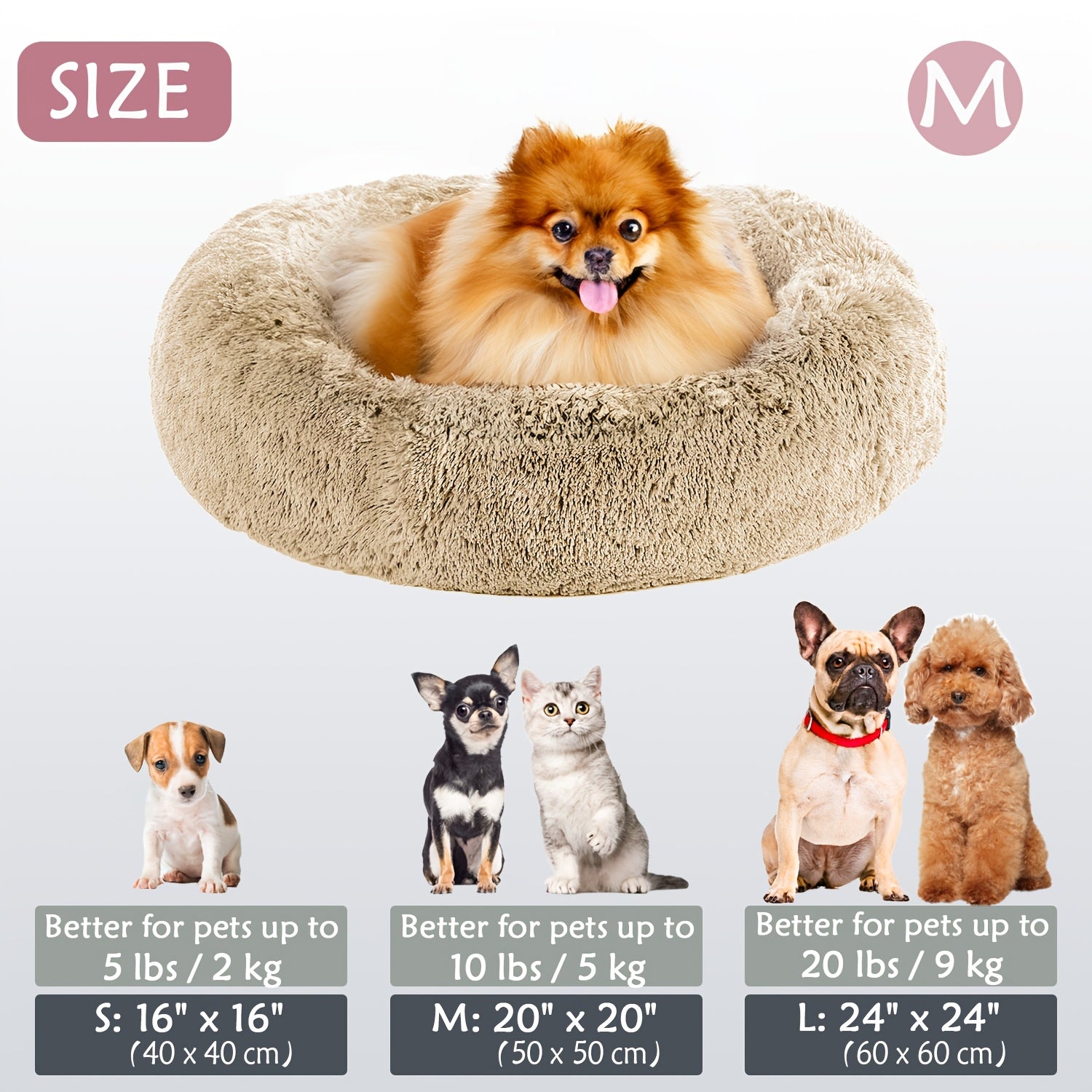 Soft Plush Round Pet Bed – Cama Macia e Aconchegante para Cães e Gatos | Ideal para Outono e Inverno