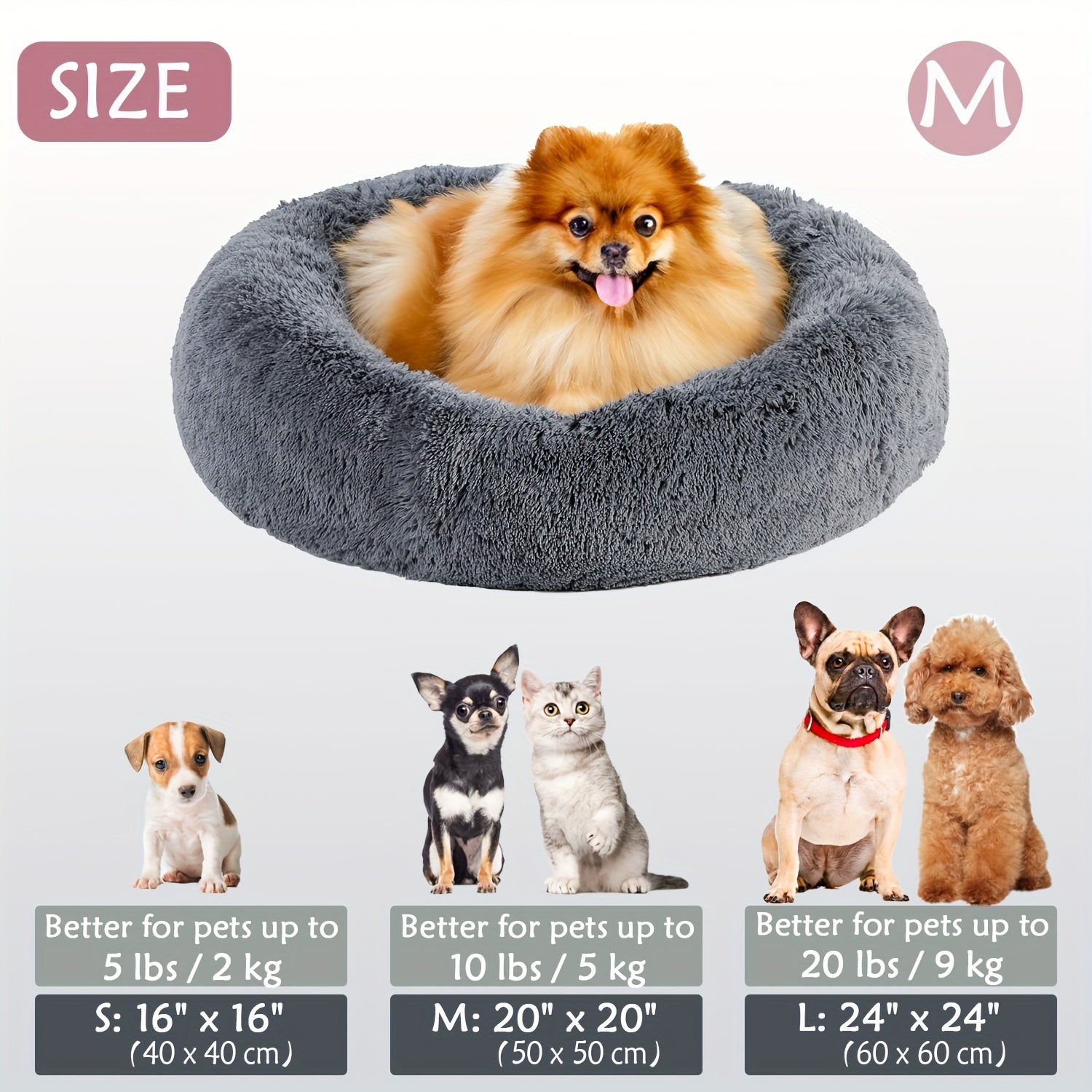 Soft Plush Round Pet Bed – Cama Macia e Aconchegante para Cães e Gatos | Ideal para Outono e Inverno