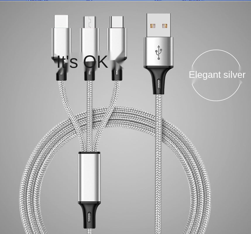 Cabo 3 em 1 Trançado – Mini e Multiuso para Carregamento e Dados