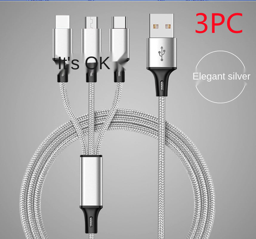 Cabo 3 em 1 Trançado – Mini e Multiuso para Carregamento e Dados