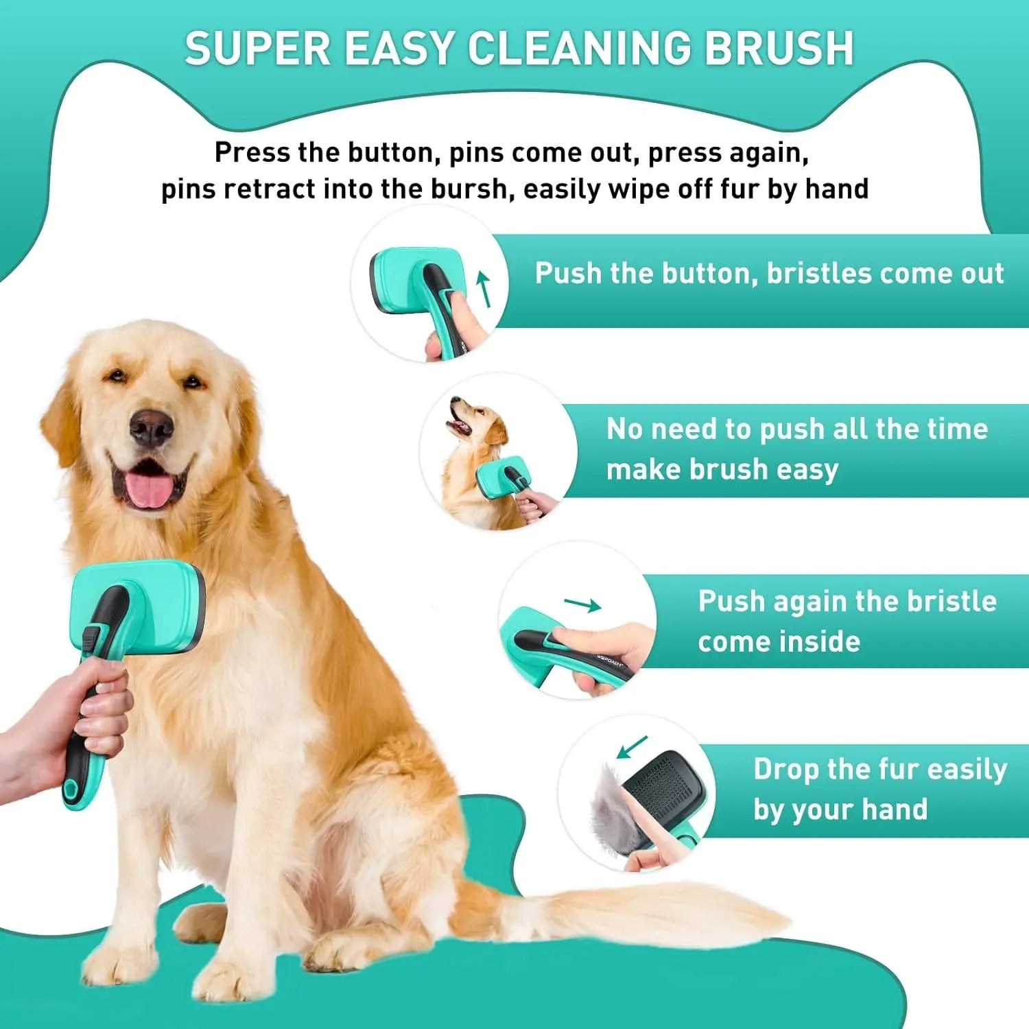 Escova Autolimpante para Cães e Gatos – Slicker Brush | Remoção de Pelos Soltos, Desembaraço e Massagem