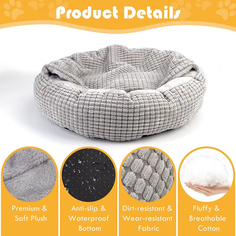 🛌 Cama Túnel/Donut para Cães e Gatos – Fluffy, Macia, Calmante e Lavável 🐶🐱