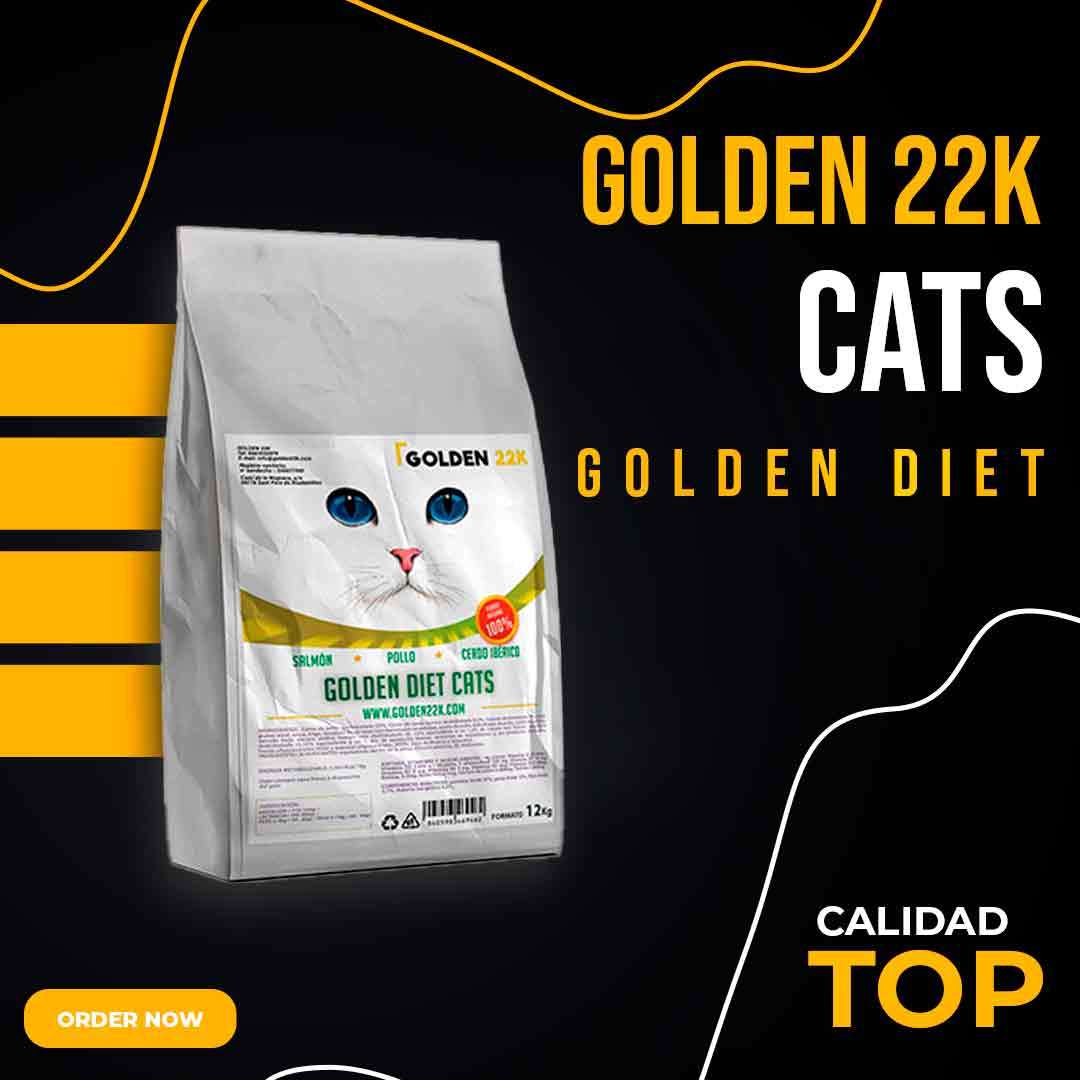 Ração Golden Cats Adult – Rica em Frango, Salmão e Proteína Ibérica | Para Gatos Esterilizados | Saúde Digestiva & Peso Ideal | Golden 22K