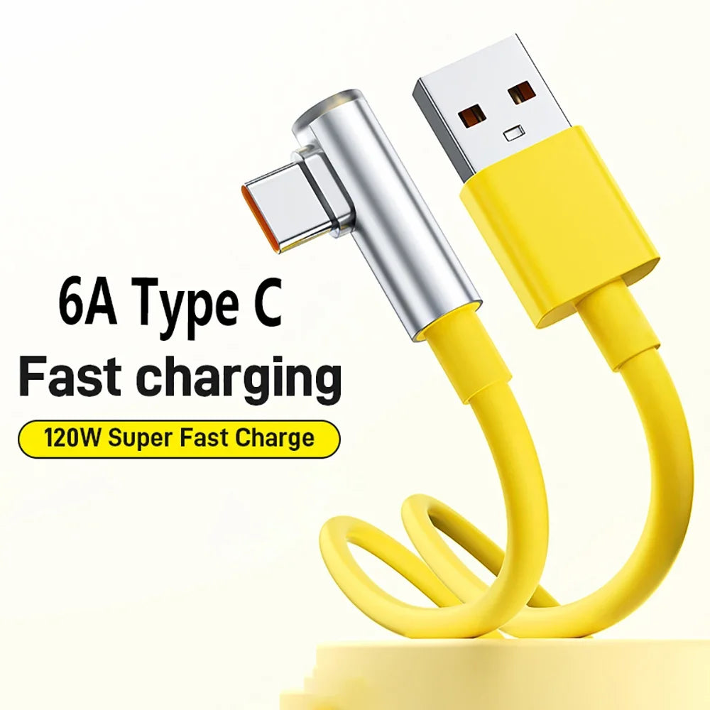 Cabo USB-C 120W / 6A 90° Super Fast Charging – Xiaomi 14 Ultra, Poco, Redmi