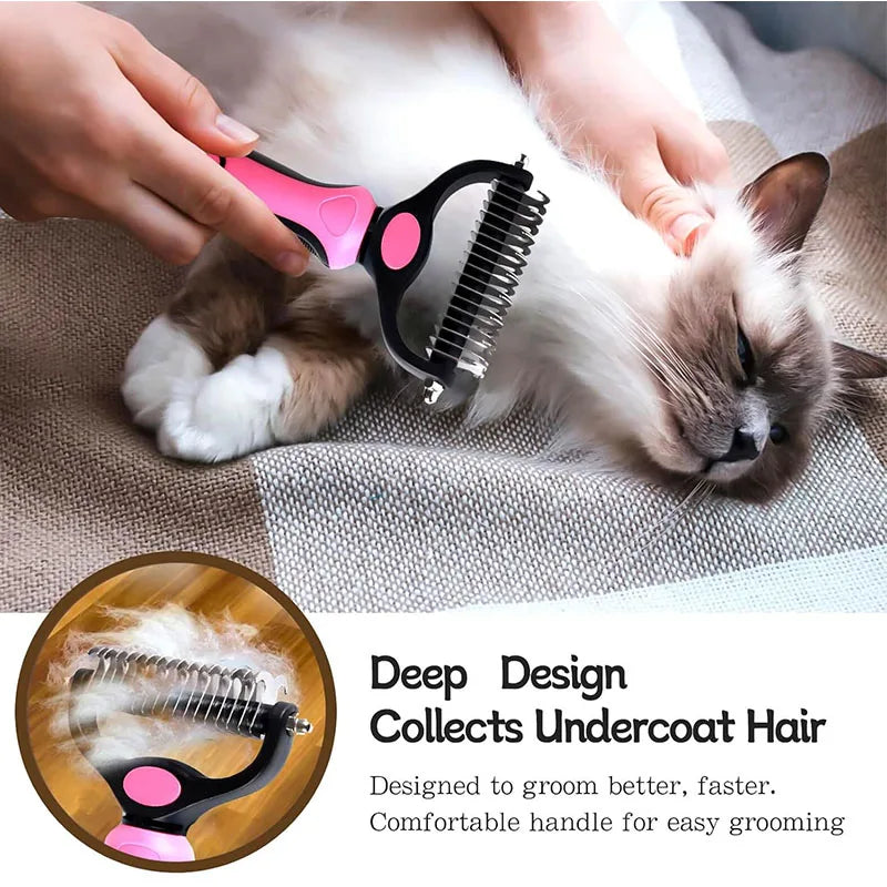 Escova Removedora de Pelos para Cães e Gatos – Pente Desembaraçador Autolimpante para Banho e Grooming Pet