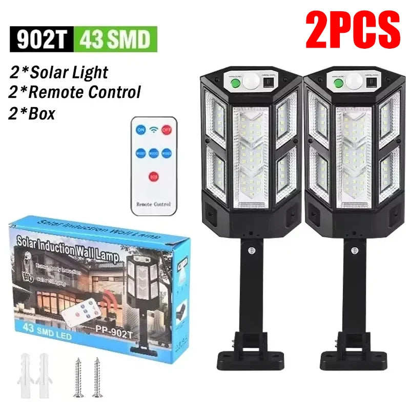 🌞 Luminária Solar Externa 15000LM – Sensor de Movimento, IP65 à Prova d’Água, Iluminação para Jardim, Rua e Parede até 500㎡